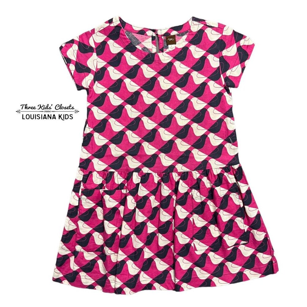 Tea Collection Sz 6 Geometric Bird Print Dress